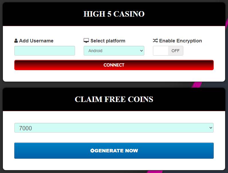High 5 casino generator for free coins
