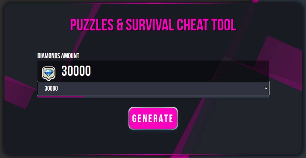 Puzzles and Survival generator for free diamonds