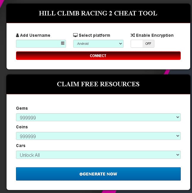 Hill Climb Racing 2 hack tool for free gems, coins & cars