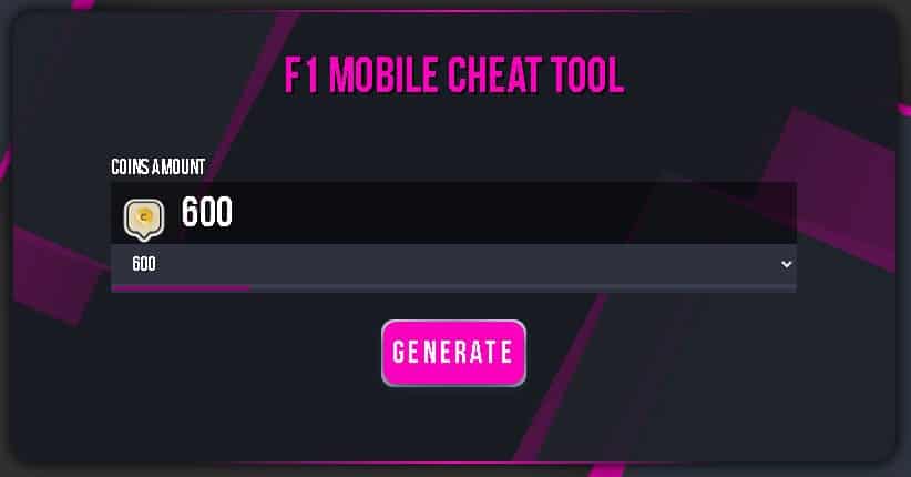 F1 Mobile generator for free coins