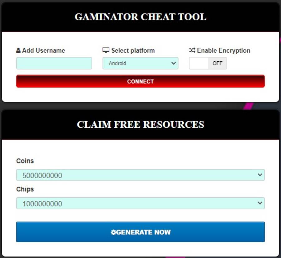 Gaminator coins and chips generator