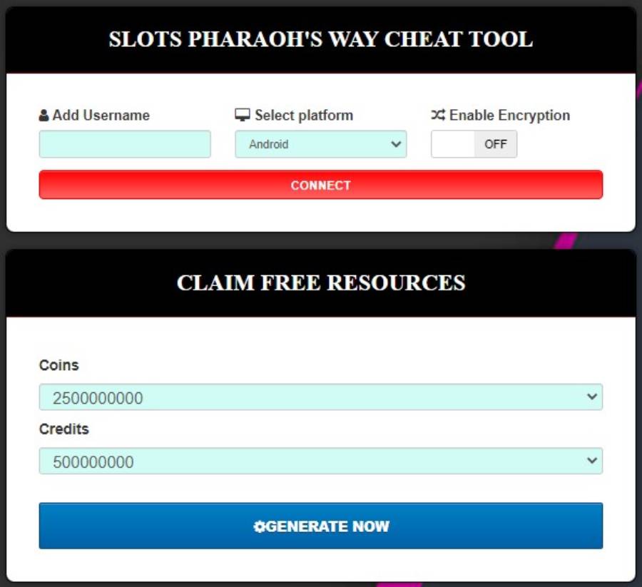 Slots Pharaoh's Way coins and credit generator