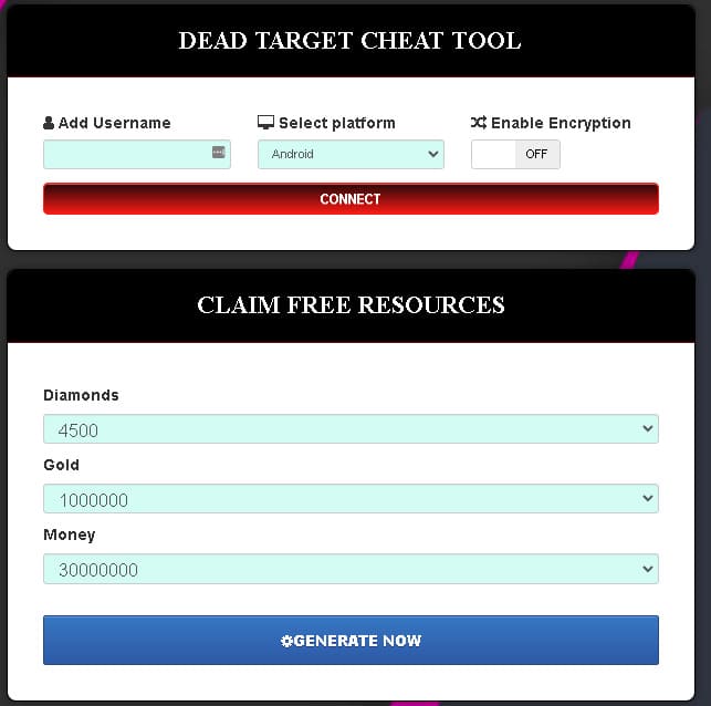 Dead Target cheat tool