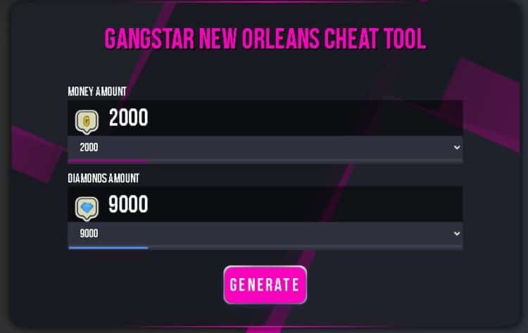 Gangstar New Orleans cheat tool for unlimited money and diamonds
