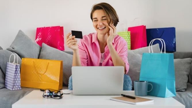 Picture of a woman shopping online