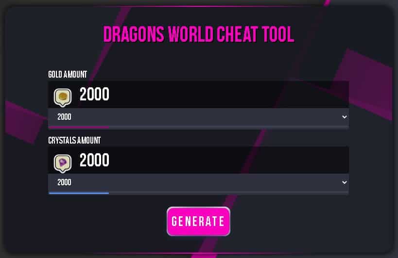 Dragons World hack tool for gold and crystals