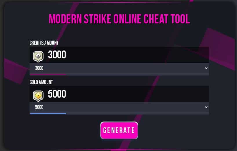 Modern Strike Online hack tool for free gold and credits